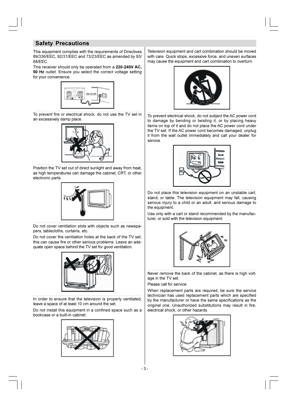 Safety precautions | Sharp 28LF-92H User Manual | Page 4 / 29