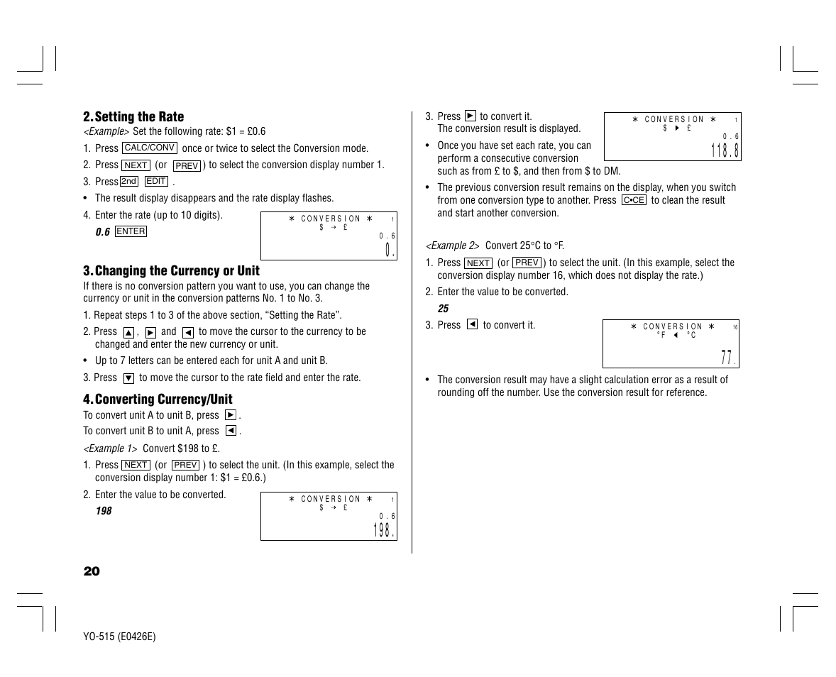 Sharp ELECTRONIC ORGANIZER YO-515 User Manual | Page 22 / 36