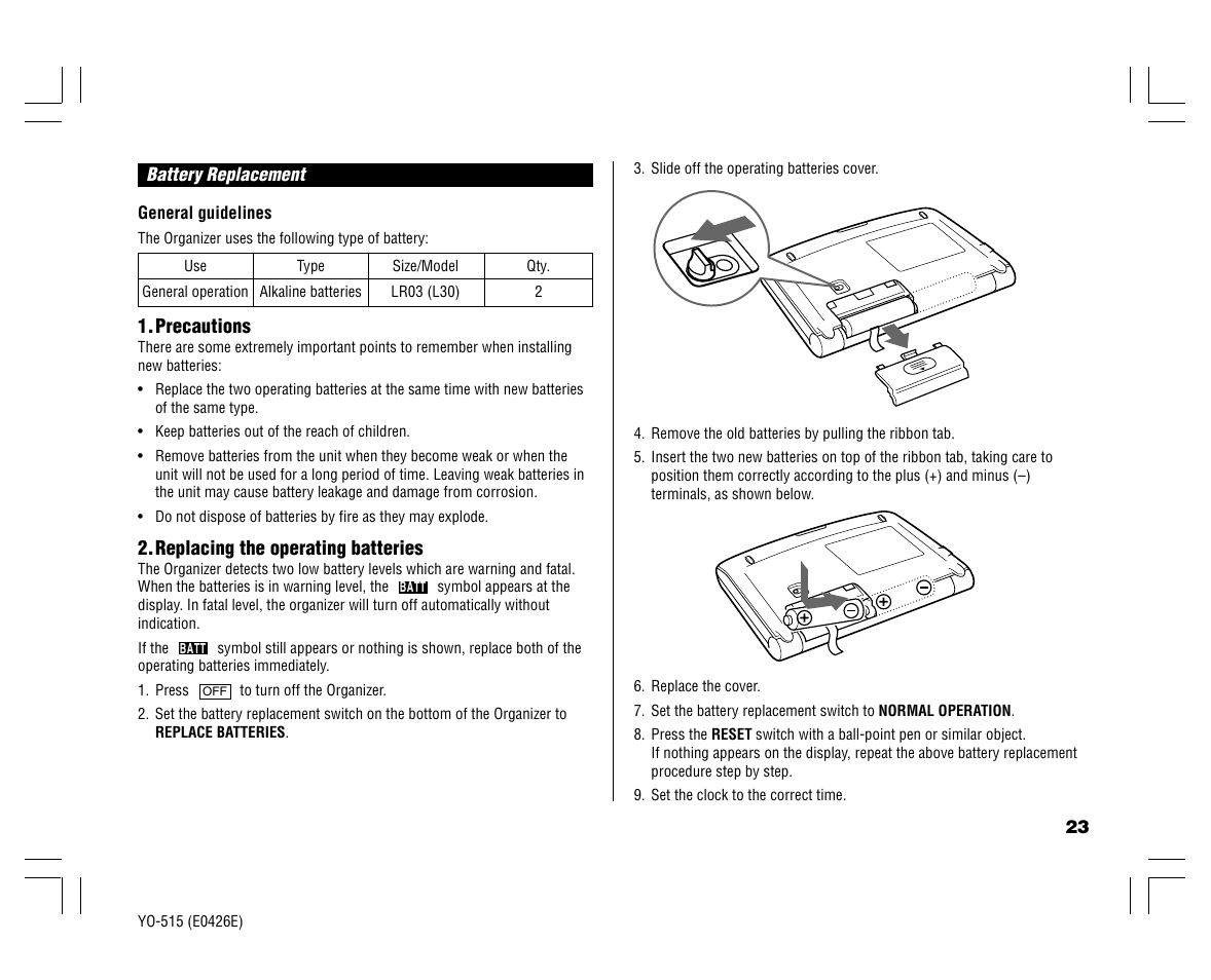 Sharp ELECTRONIC ORGANIZER YO-515 User Manual | Page 25 / 36