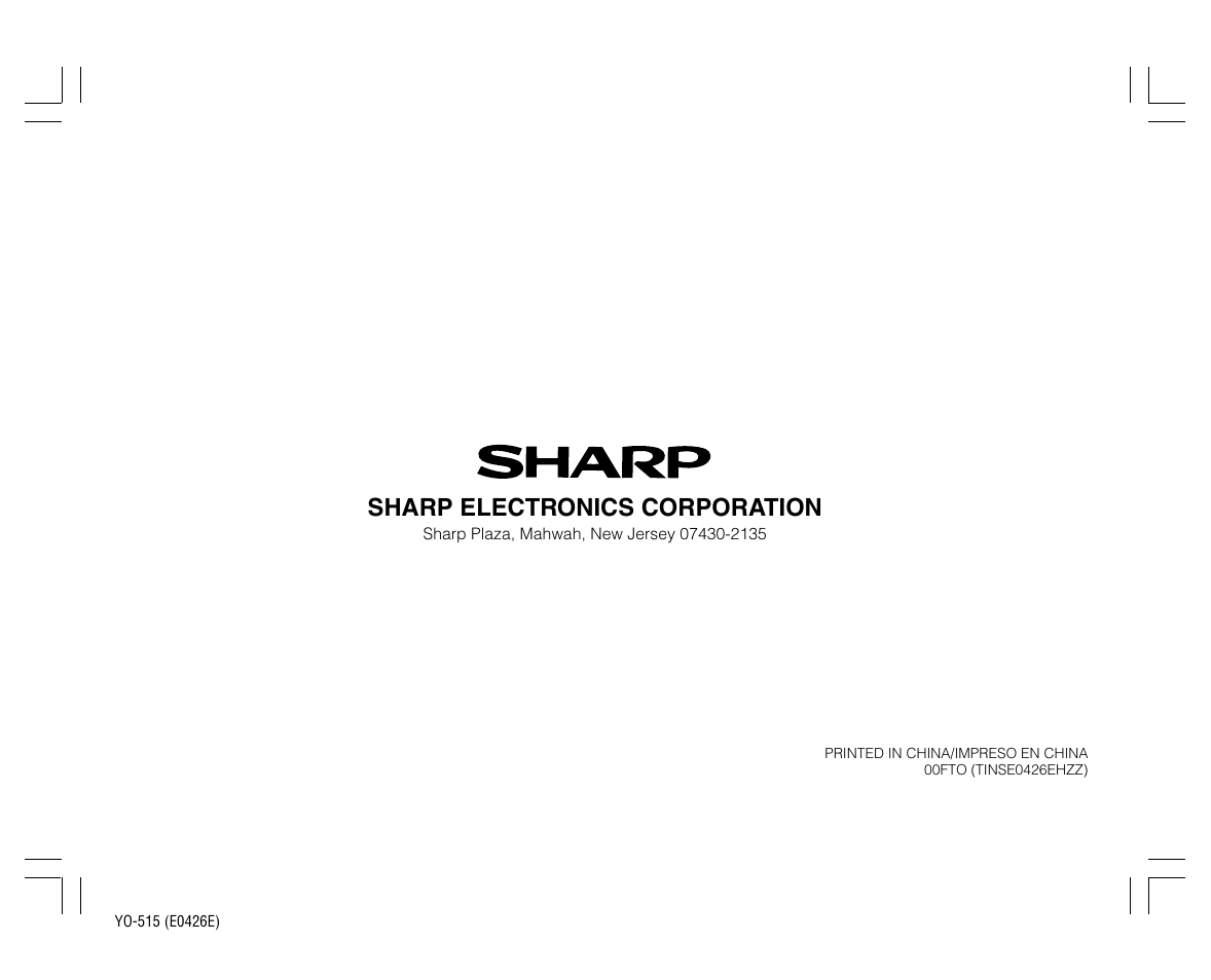 Sharp electronics corporation | Sharp ELECTRONIC ORGANIZER YO-515 User Manual | Page 36 / 36