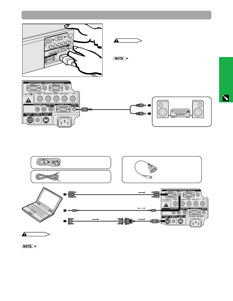 Connecting rs-232c po rt, Connecting the projector continued | Sharp XG - NV6XU User Manual | Page 15 / 66