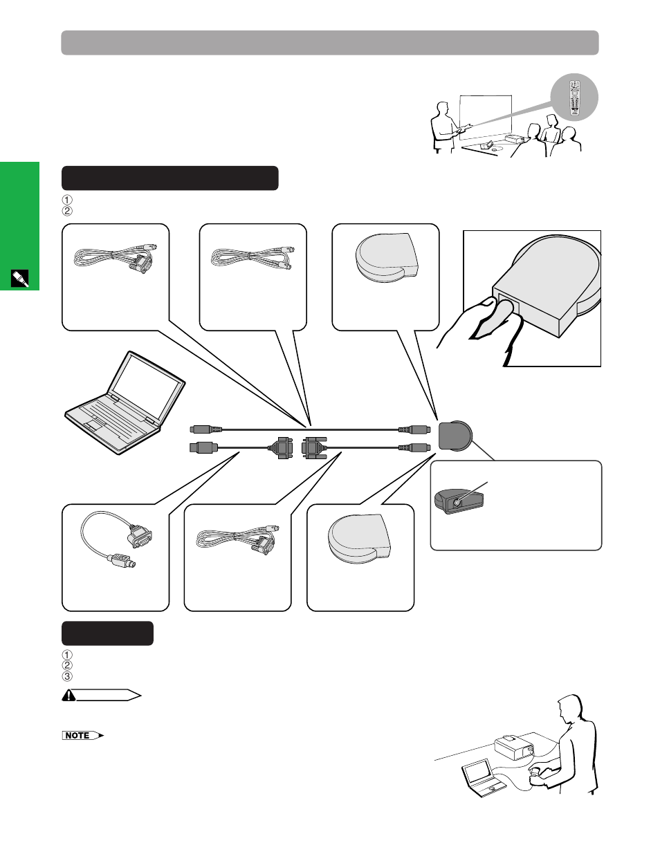 Ibm or ibm compatible pc, Macintosh, Connecting the remote mouse receiver | Sharp XG - NV6XU User Manual | Page 16 / 66