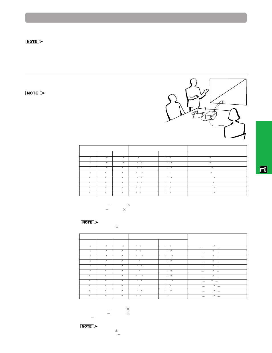 Setting up the screen ……………………… 18, Setting up the screen, Standard setup (front projection) | Sharp XG - NV6XU User Manual | Page 19 / 66