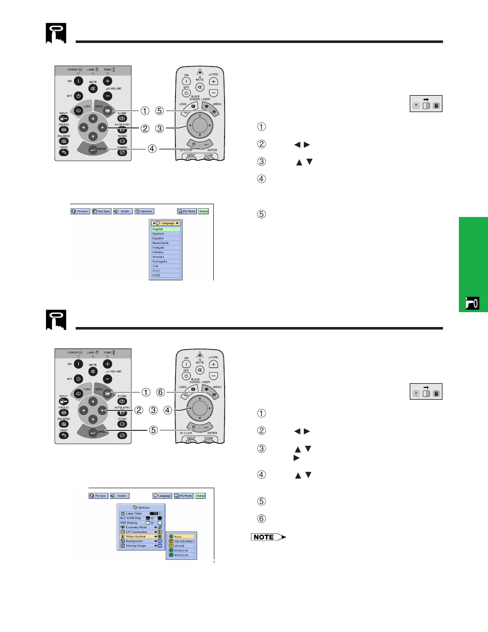 Video mode only) …………………………… 26, Selecting the on-screen display language | Sharp XG - NV6XU User Manual | Page 27 / 66