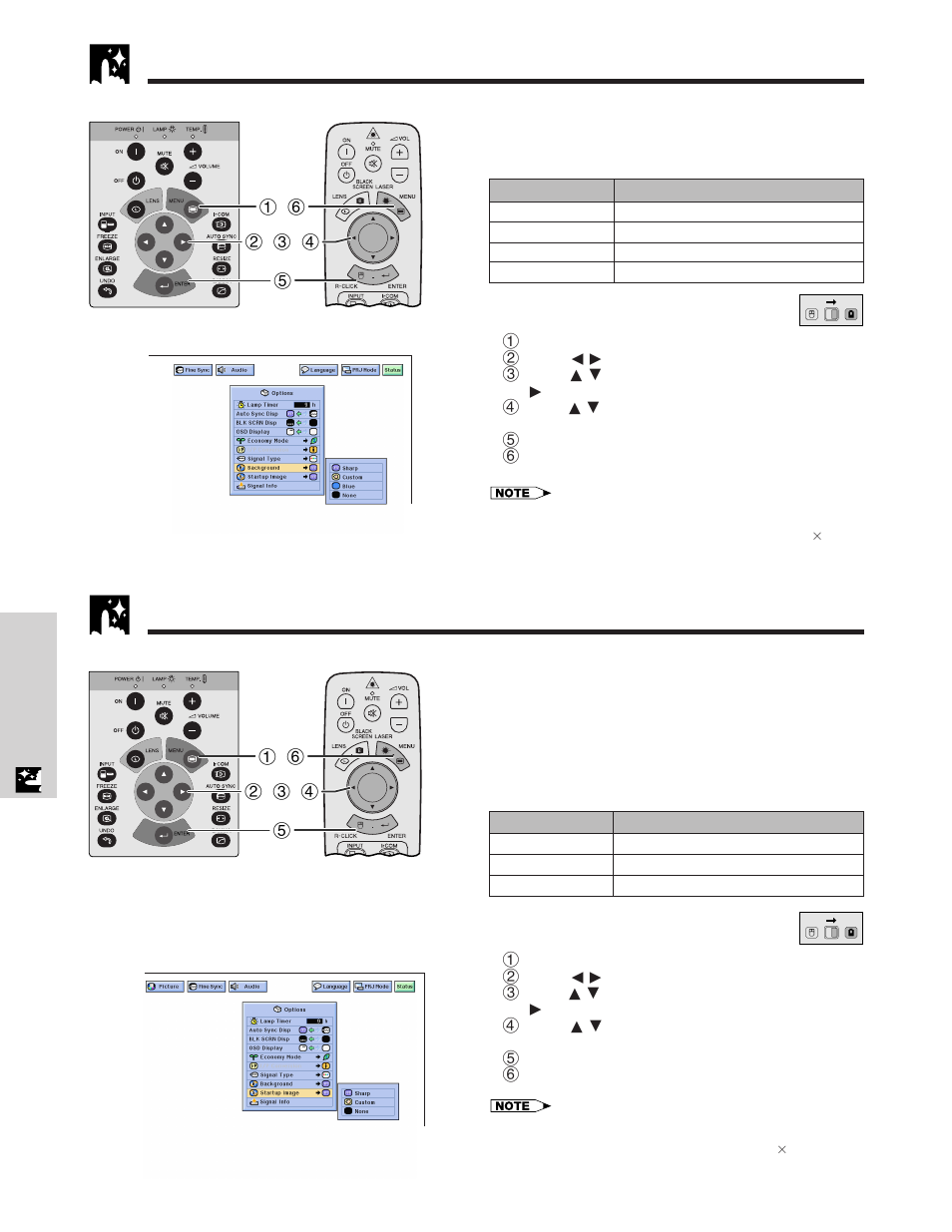 Setting a background ima ge, Selecting a startup image | Sharp XG - NV6XU User Manual | Page 42 / 66