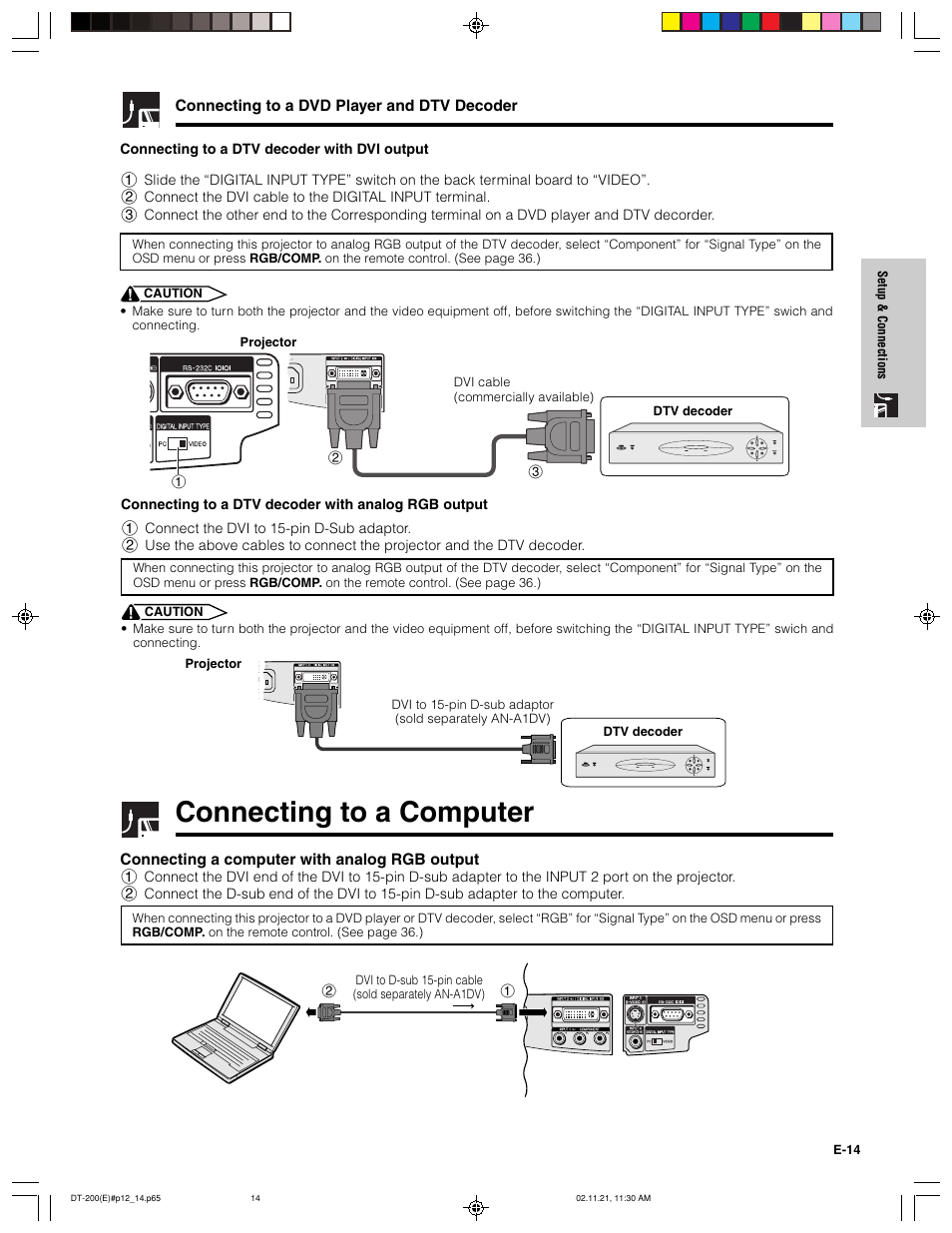 Connecting to a computer | Sharp DT-200 User Manual | Page 15 / 58