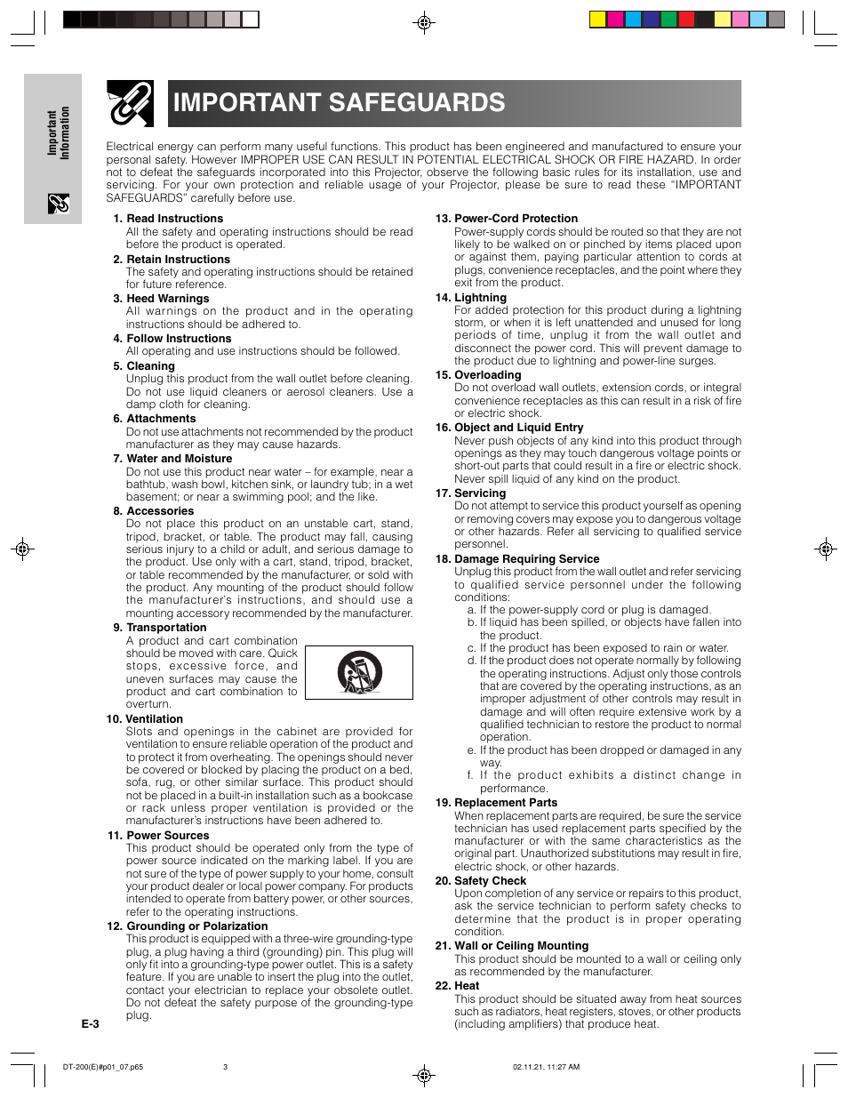 Important safeguards | Sharp DT-200 User Manual | Page 4 / 58