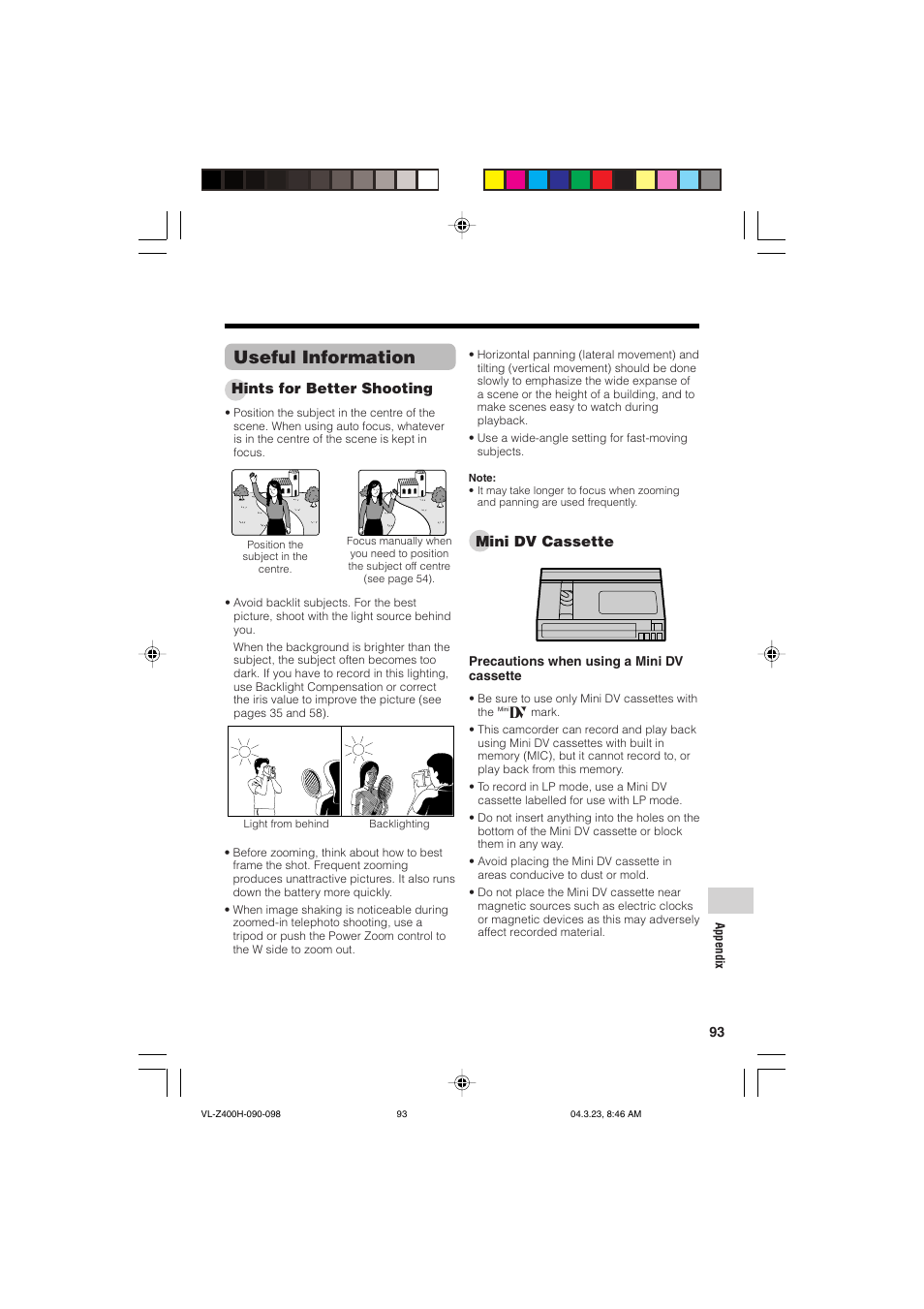 Useful information | Sharp VL-Z400H-T User Manual | Page 105 / 123