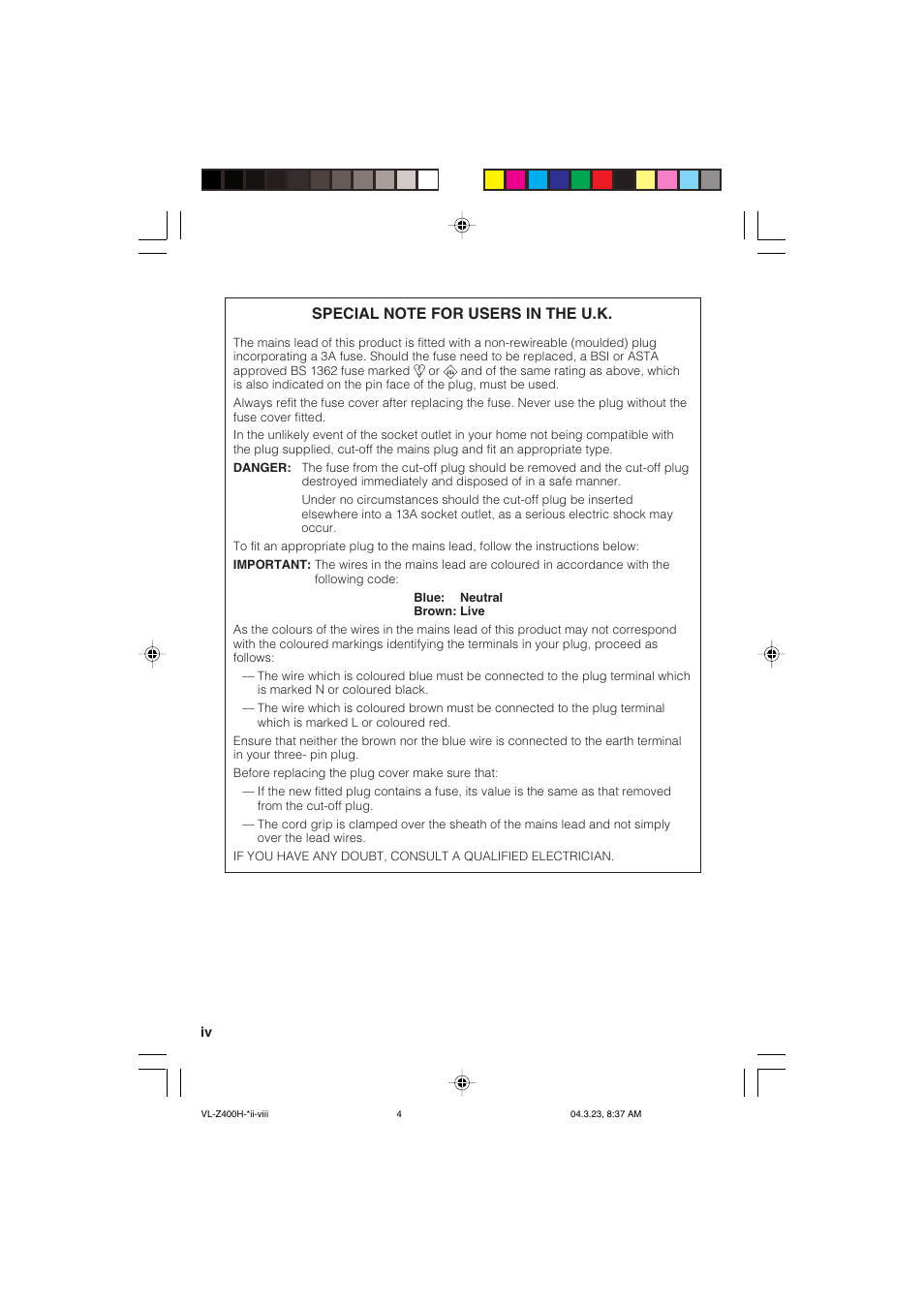 Sharp VL-Z400H-T User Manual | Page 4 / 123