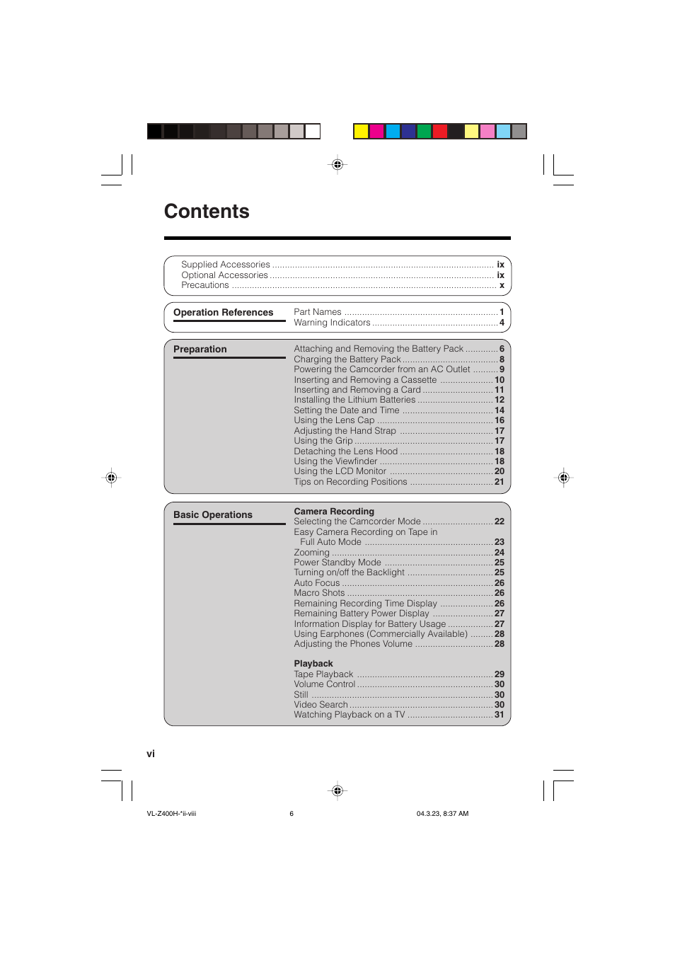 Sharp VL-Z400H-T User Manual | Page 6 / 123