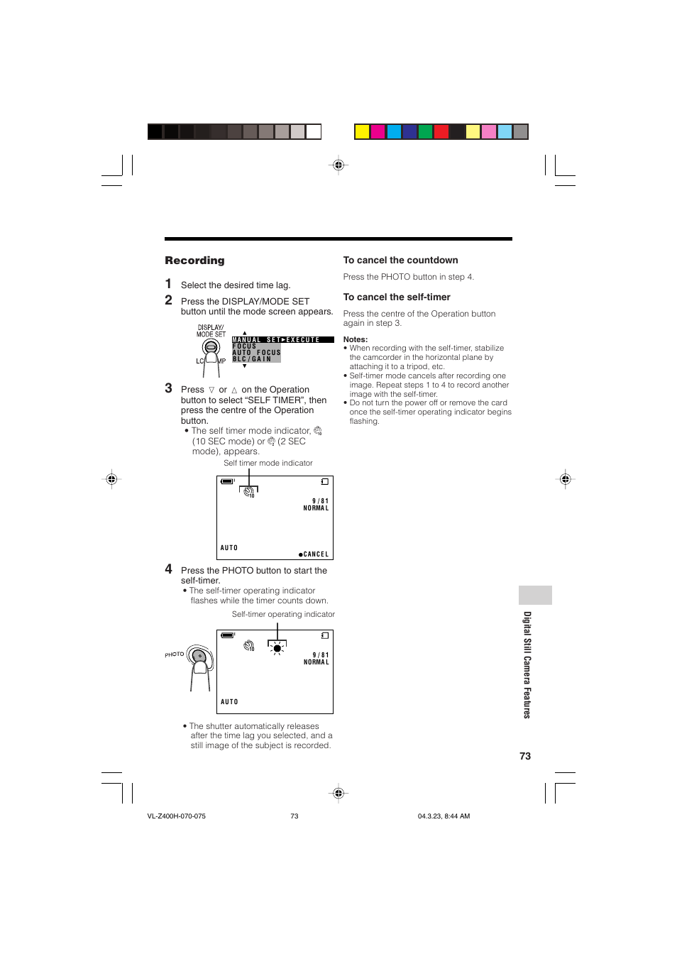 Recording | Sharp VL-Z400H-T User Manual | Page 85 / 123