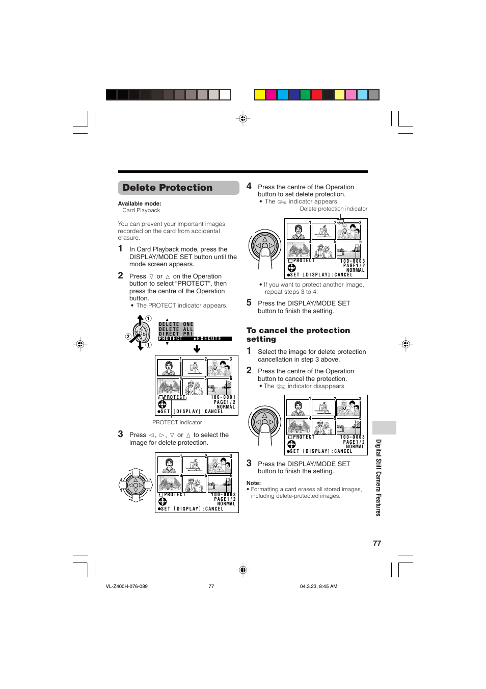 Delete protection | Sharp VL-Z400H-T User Manual | Page 89 / 123