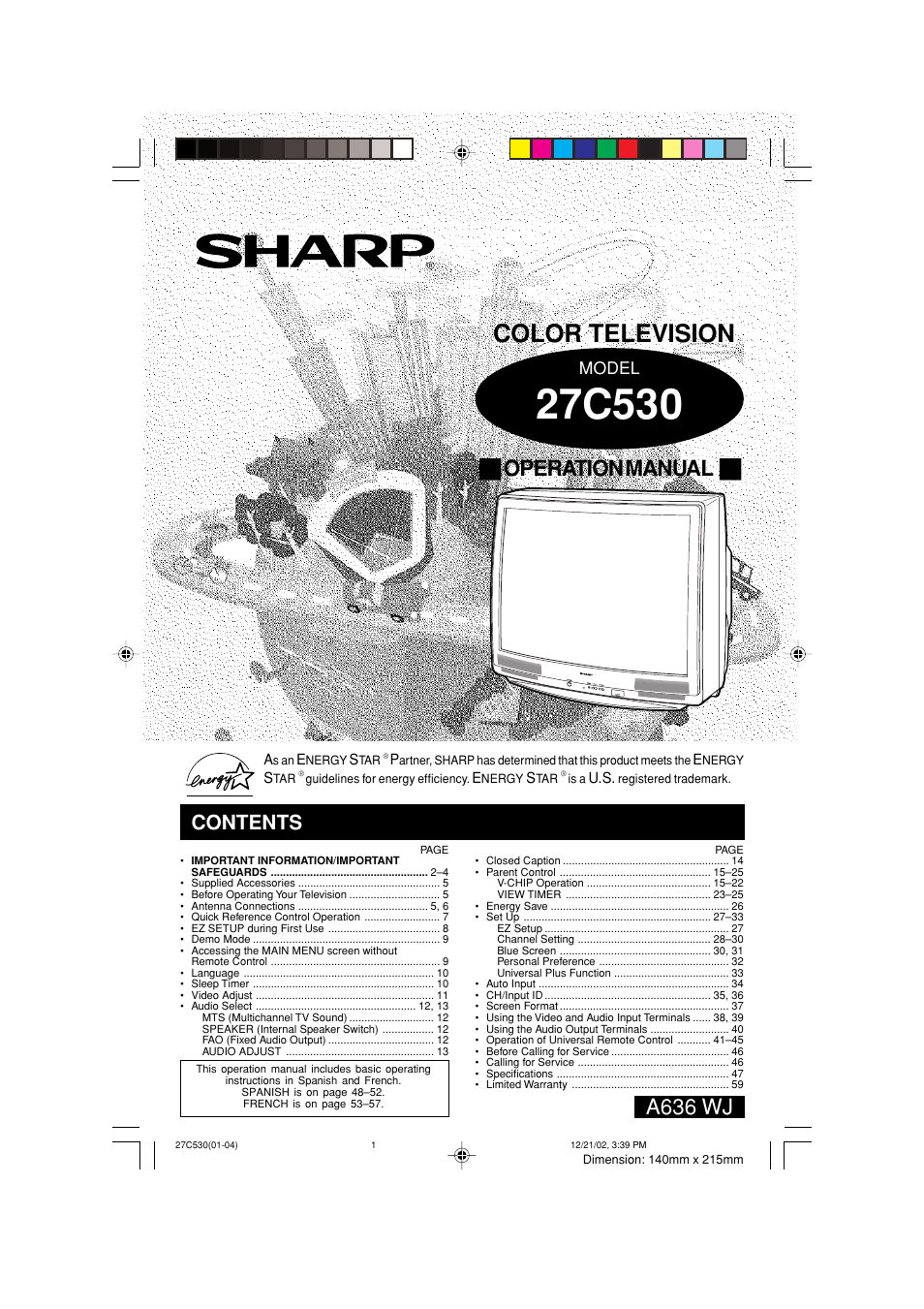 Sharp 27C530 User Manual | 60 pages