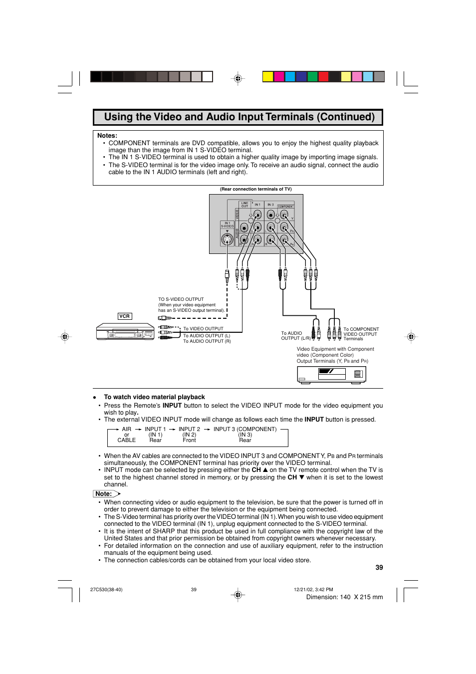 Sharp 27C530 User Manual | Page 39 / 60