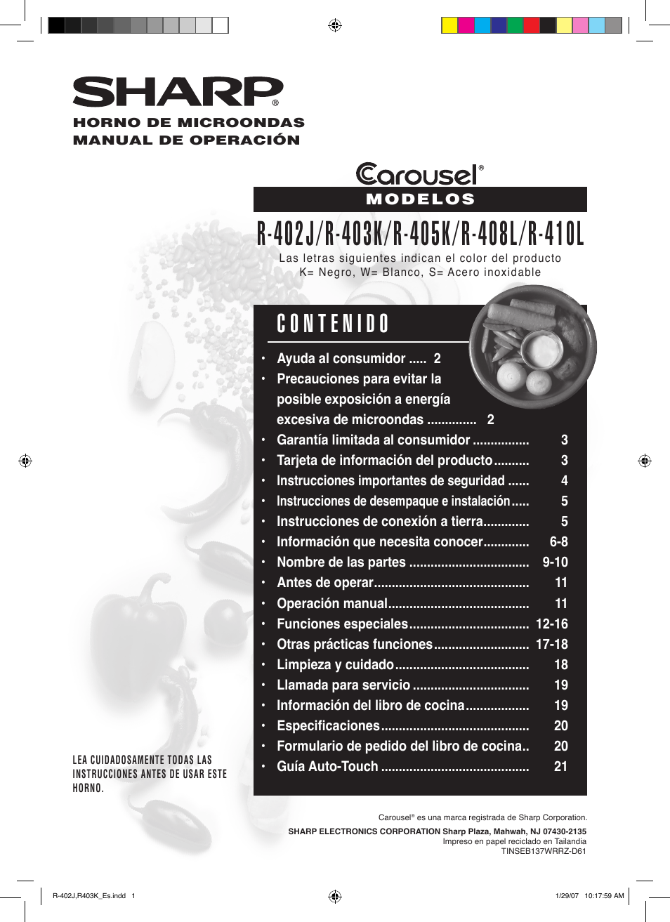 R-402j_r403k_es (29-01-07).pdf | Sharp TINSEB137WRRZ-D61 User Manual | Page 22 / 42