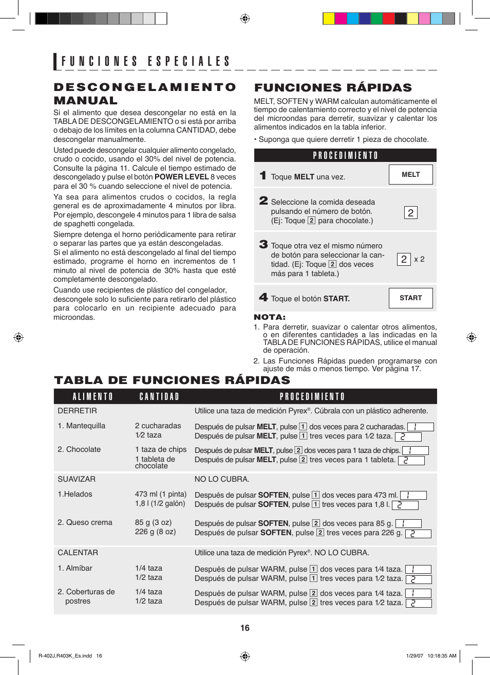 Funciones rápidas, Tabla de funciones rápidas | Sharp TINSEB137WRRZ-D61 User Manual | Page 37 / 42