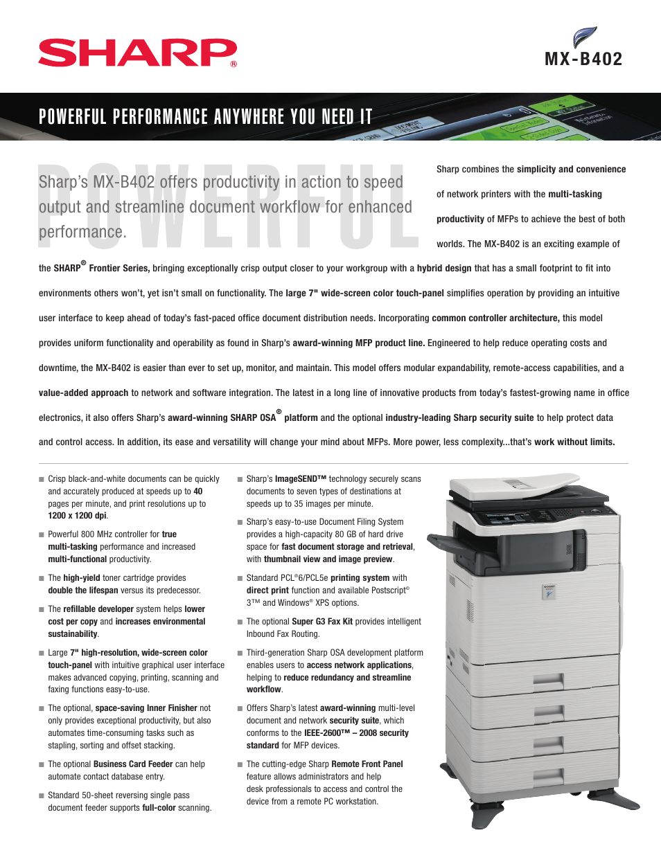 Sharp MX-B402 User Manual | 2 pages