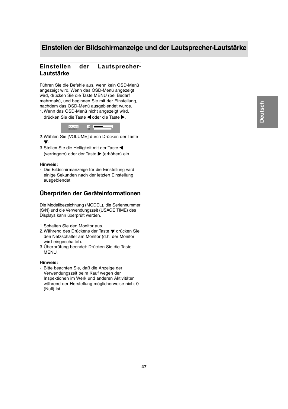 Einstellen der lautsprecher- lautstärke, Überprüfen der geräteinformationen | Sharp LL-T1815 User Manual | Page 47 / 156