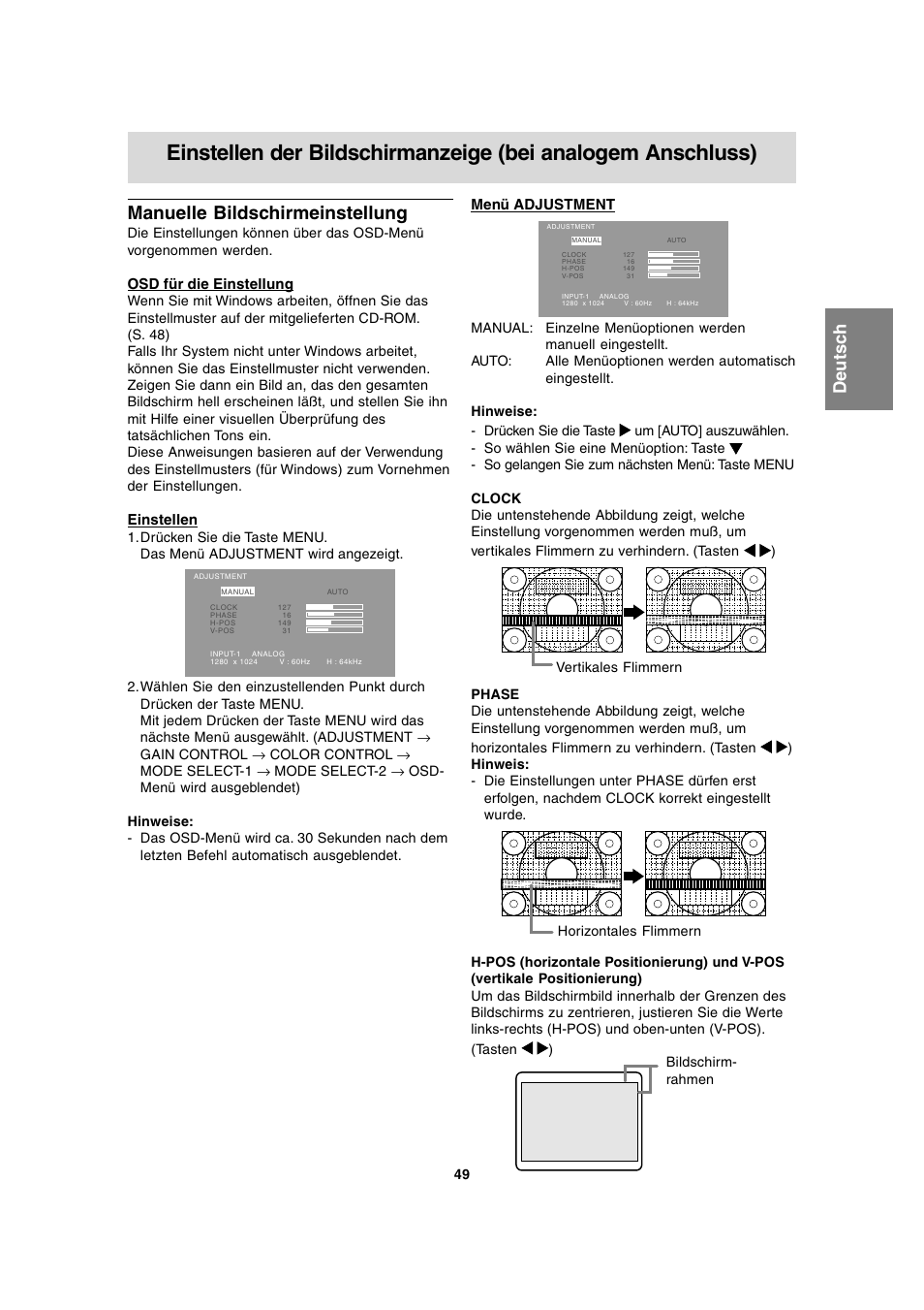 Manuelle bildschirmeinstellung | Sharp LL-T1815 User Manual | Page 49 / 156