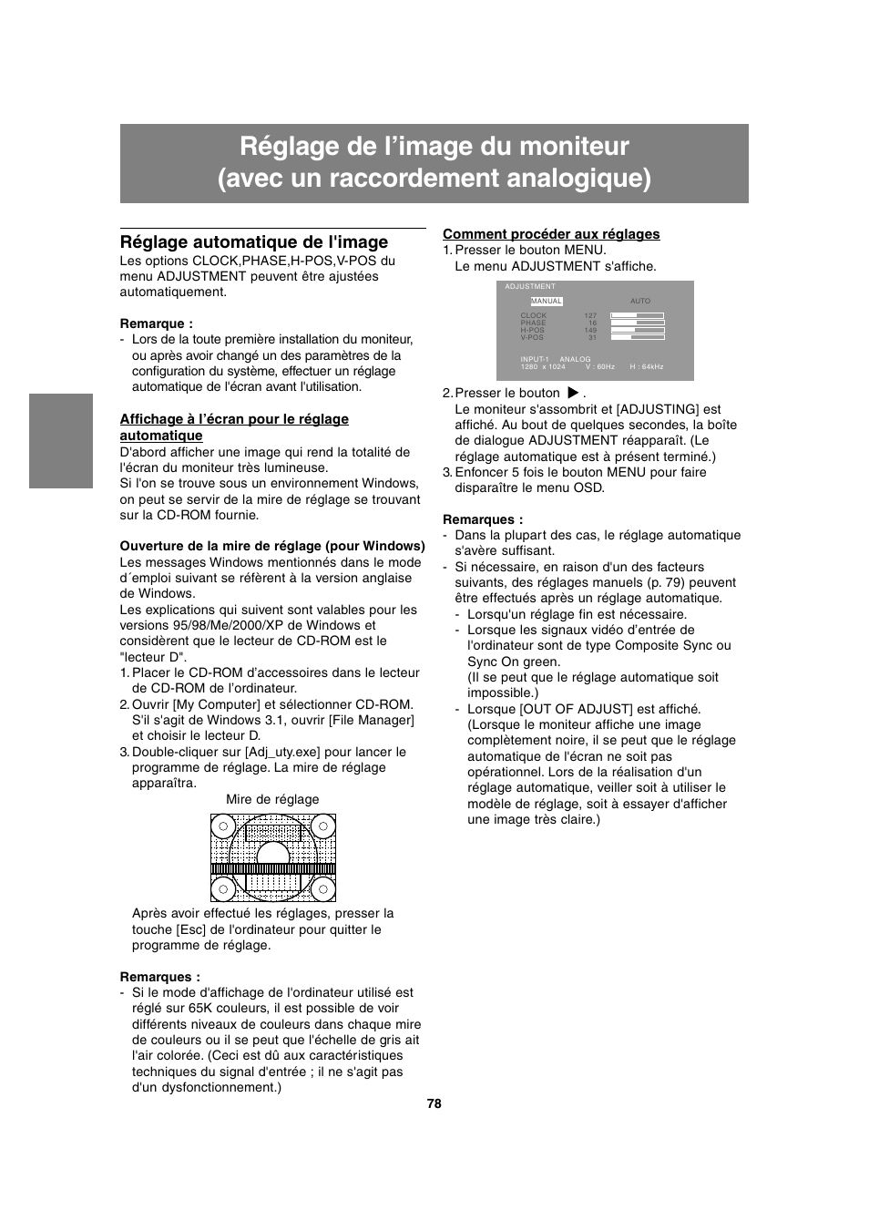 Réglage automatique de l'image | Sharp LL-T1815 User Manual | Page 78 / 156