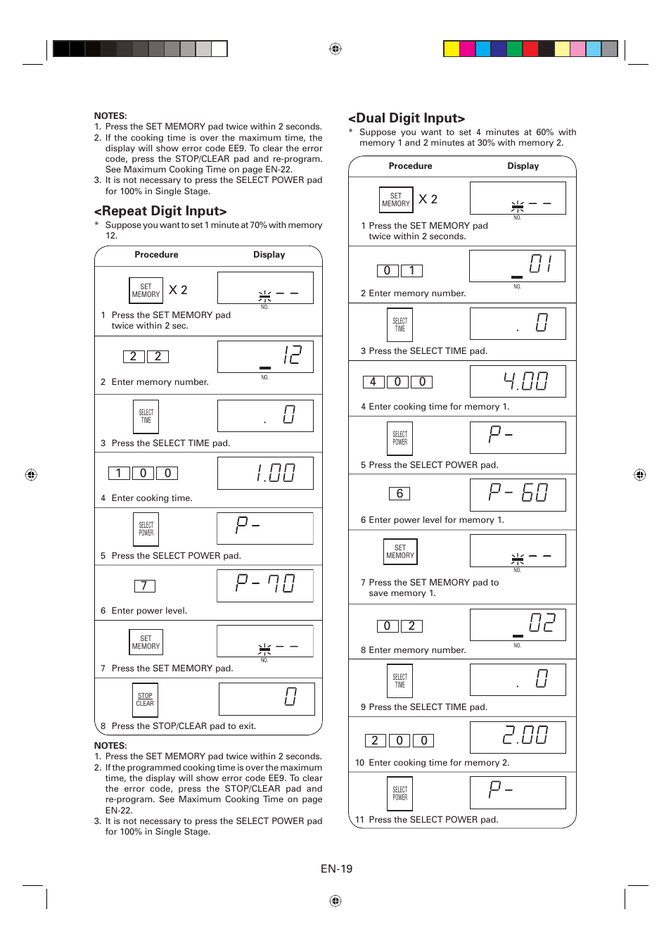 Repeat digit input, Dual digit input, En-19 | Sharp CD2200M User Manual | Page 20 / 92