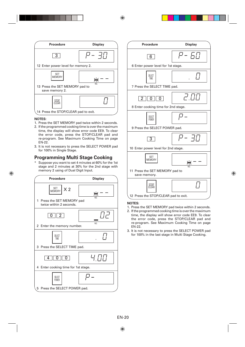 Programming multi stage cooking, En-20 | Sharp CD2200M User Manual | Page 21 / 92