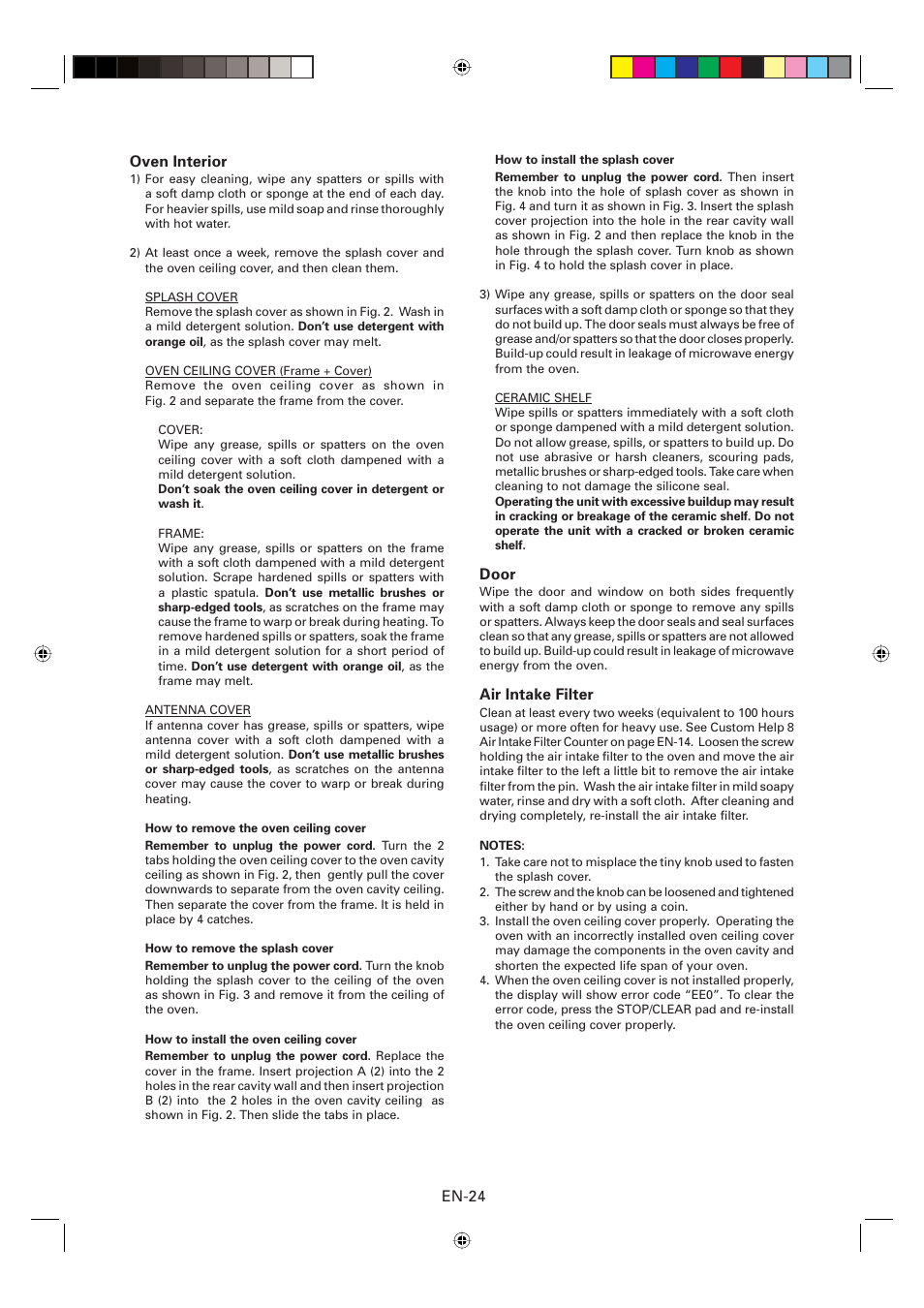 En-24 oven interior, Door, Air intake filter | Sharp CD2200M User Manual | Page 25 / 92