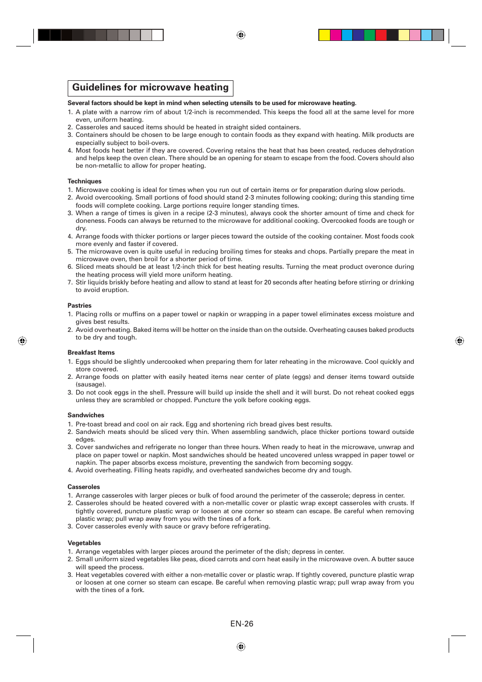 Guidelines for microwave heating, En-26 | Sharp CD2200M User Manual | Page 27 / 92
