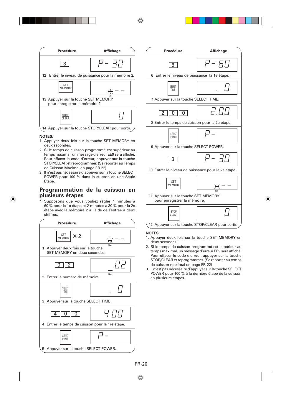 Programmation de la cuisson en plusieurs étapes, Fr-20 | Sharp CD2200M User Manual | Page 51 / 92