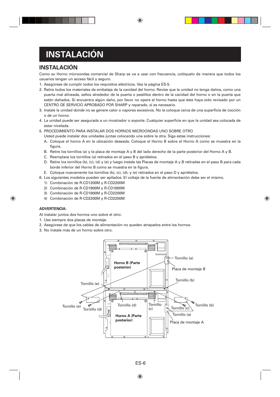 Instalación | Sharp CD2200M User Manual | Page 67 / 92