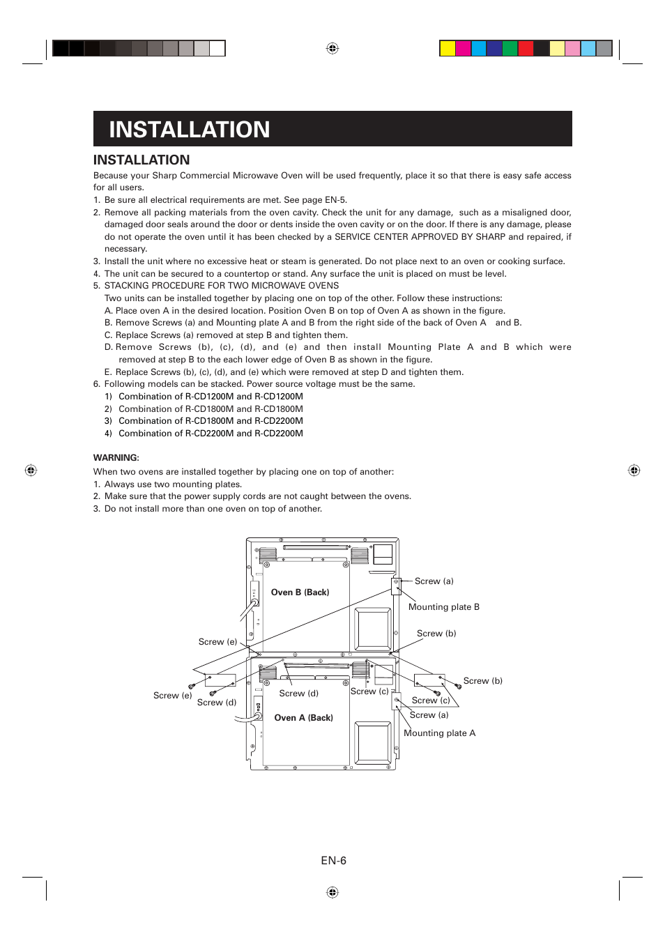 Installation | Sharp CD2200M User Manual | Page 7 / 92