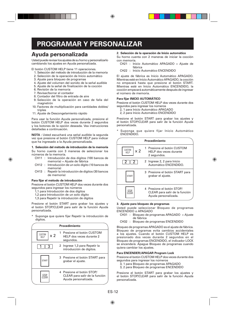 Programar y personalizar, Ayuda personalizada, Es-12 | Sharp CD2200M User Manual | Page 73 / 92