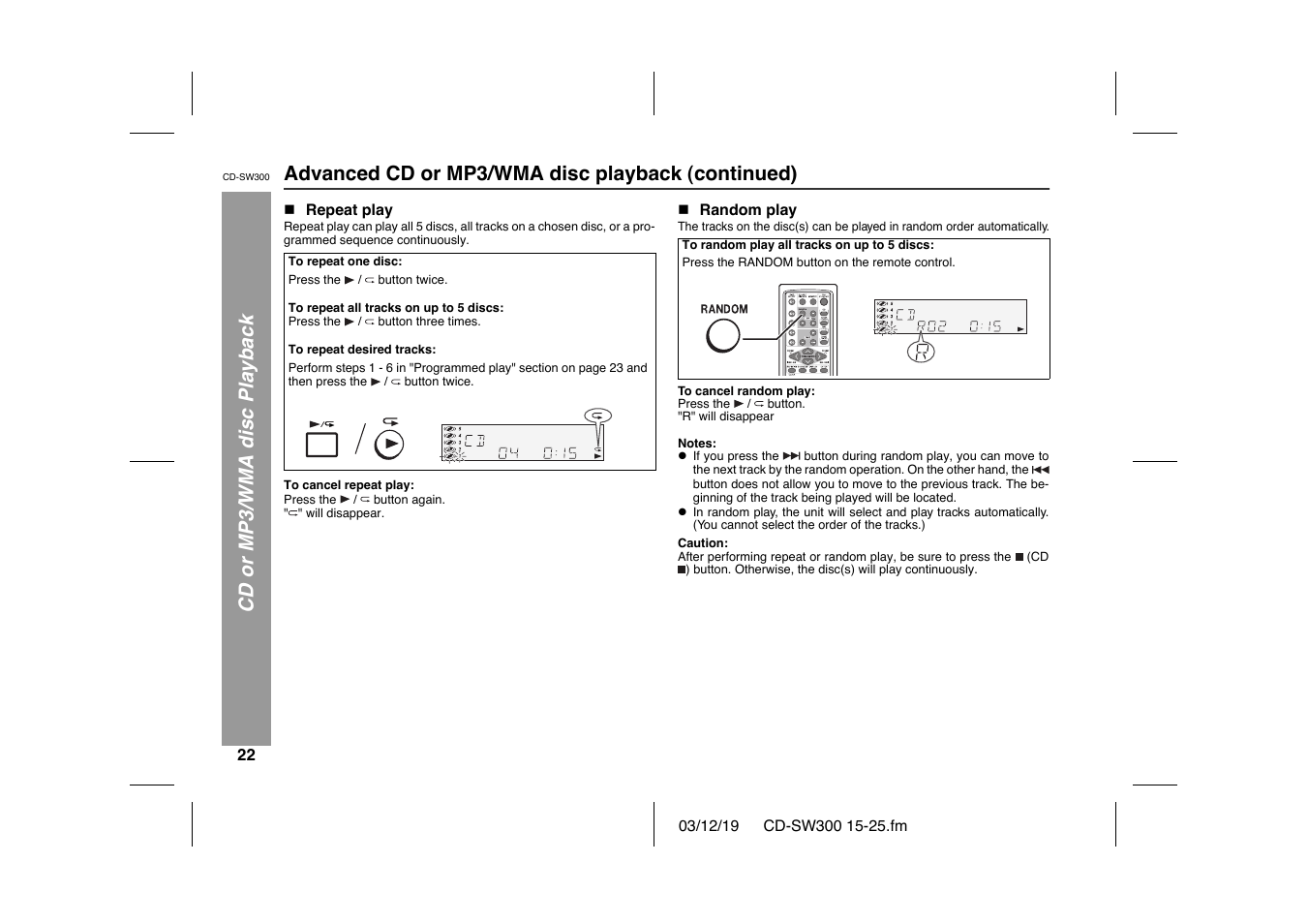 Sharp CD-SW300 User Manual | Page 22 / 44