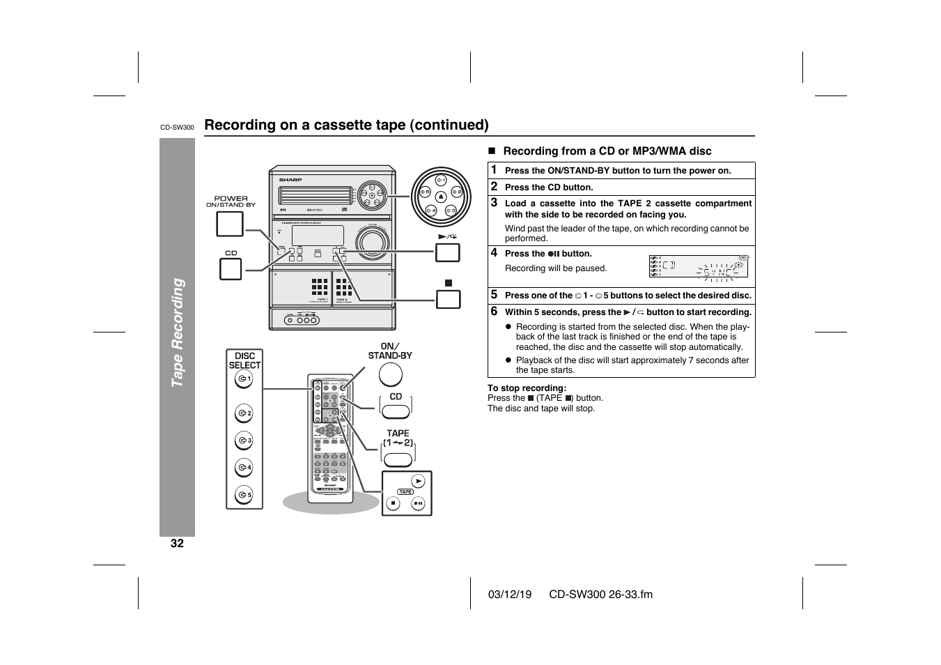 Sharp CD-SW300 User Manual | Page 32 / 44