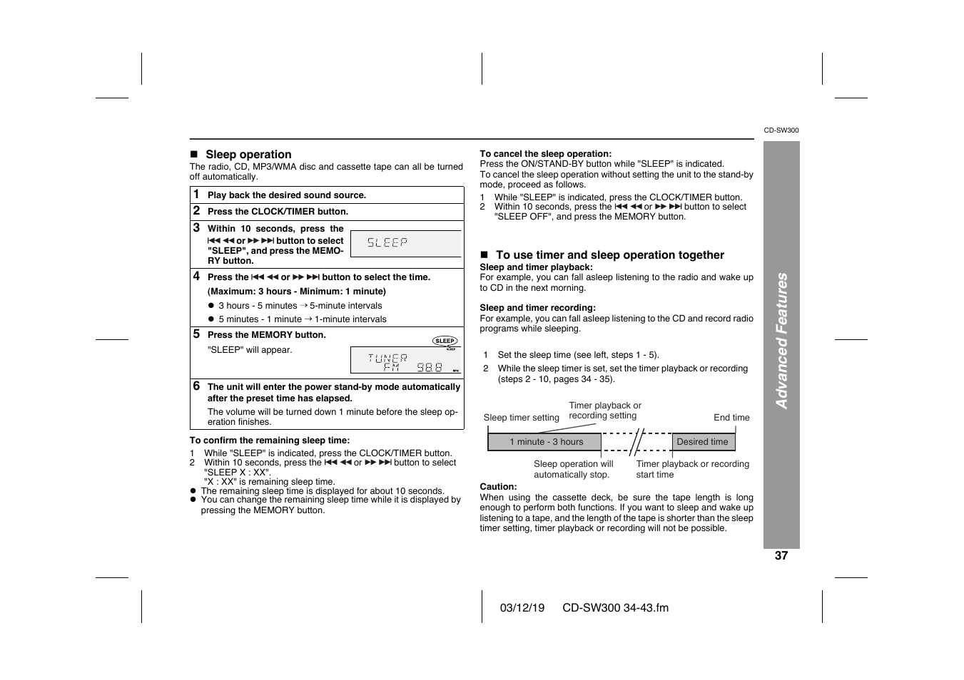 Advanced features | Sharp CD-SW300 User Manual | Page 37 / 44