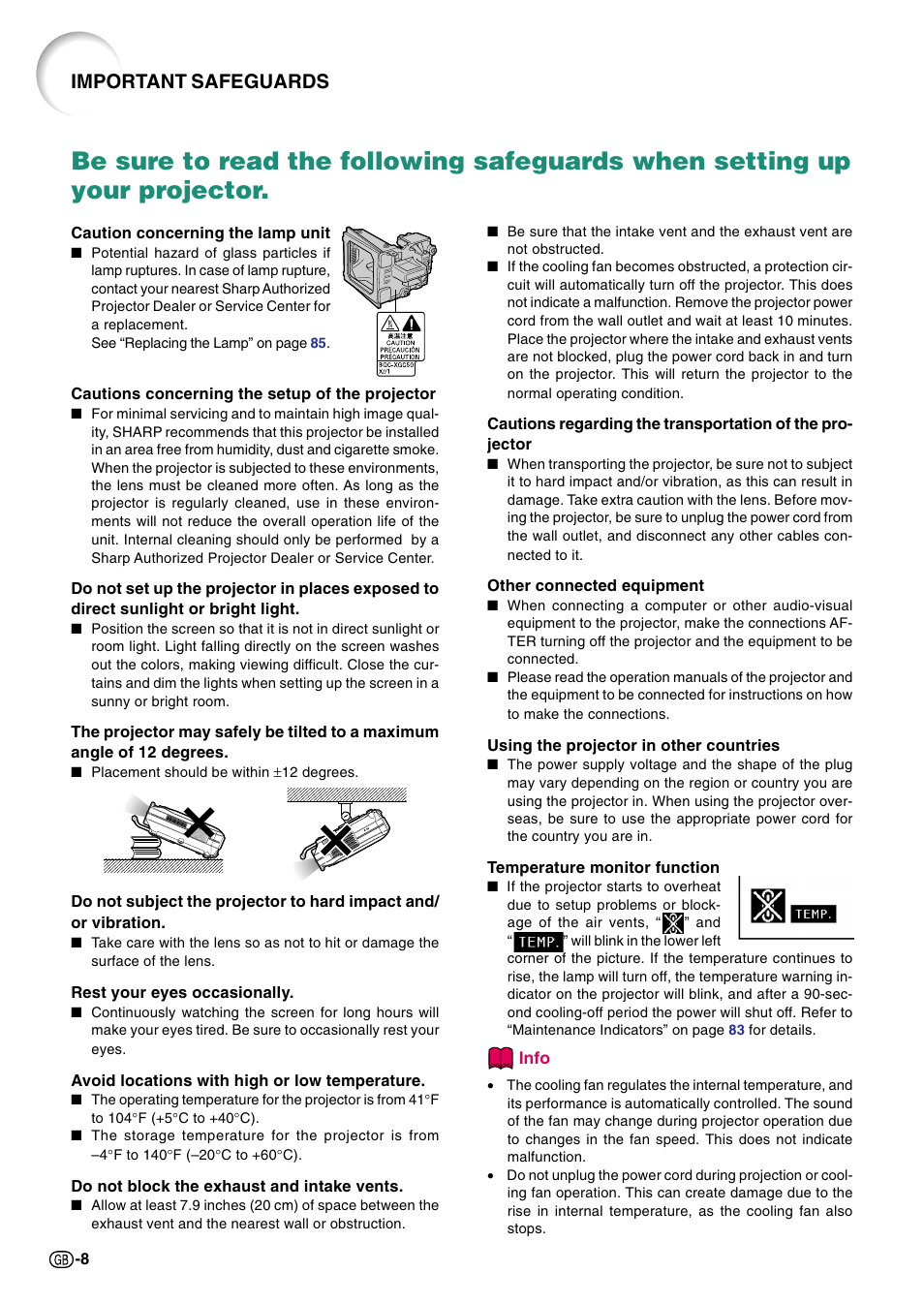 Important safeguards | Sharp Notevision PG-C45S User Manual | Page 12 / 106