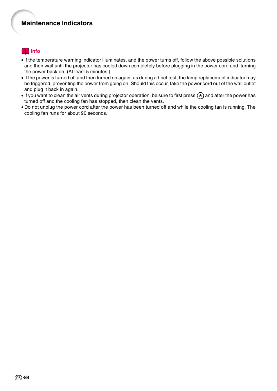 Maintenance indicators | Sharp Notevision PG-C45S User Manual | Page 88 / 106