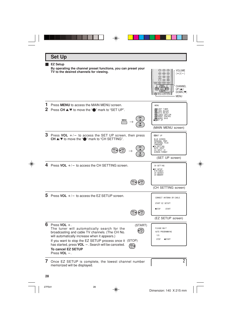 Set up | Sharp 27F641 User Manual | Page 28 / 60