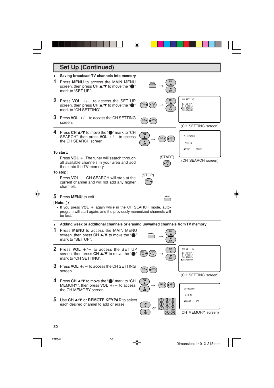 Set up (continued) | Sharp 27F641 User Manual | Page 30 / 60