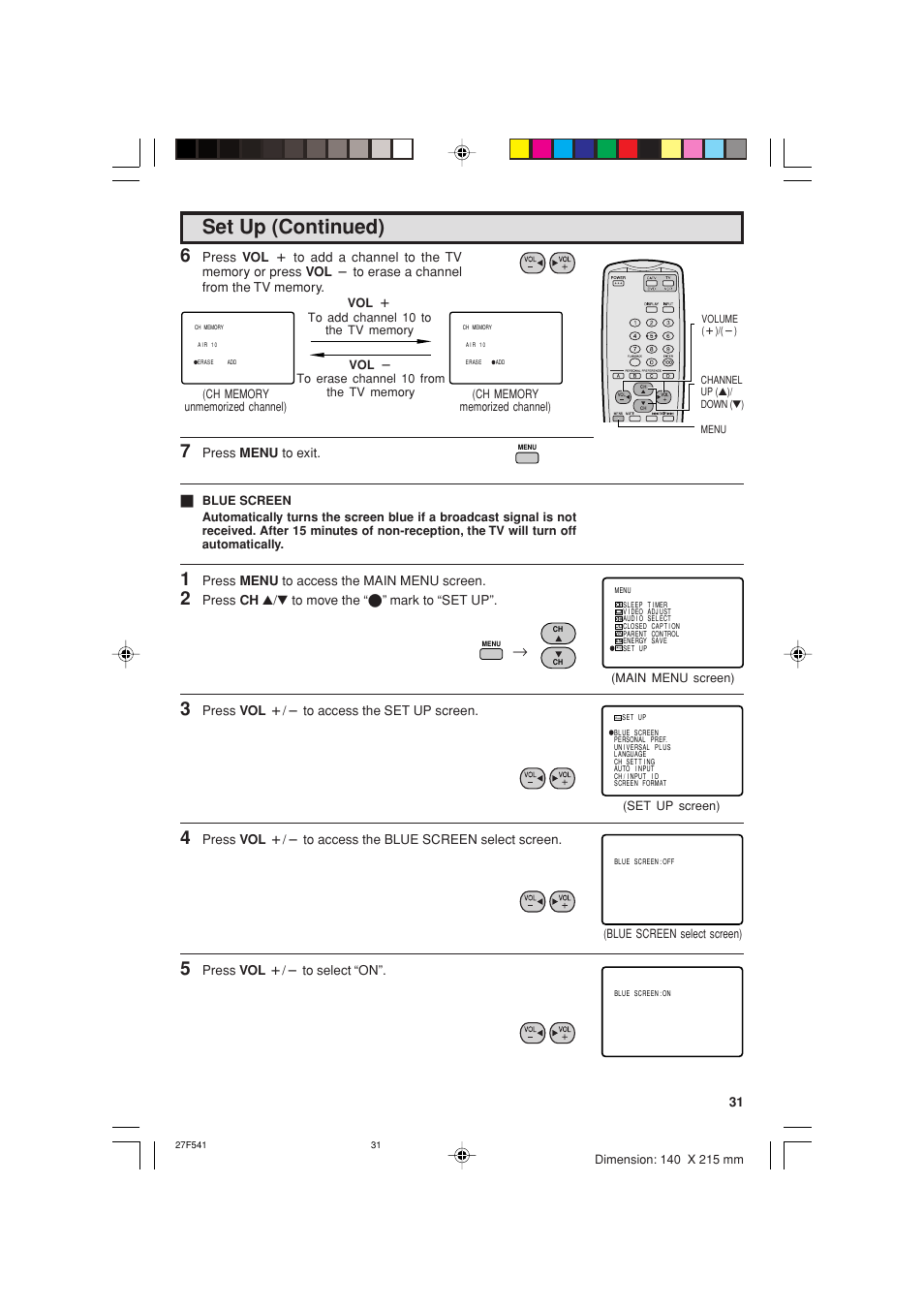 Set up (continued) | Sharp 27F641 User Manual | Page 31 / 60