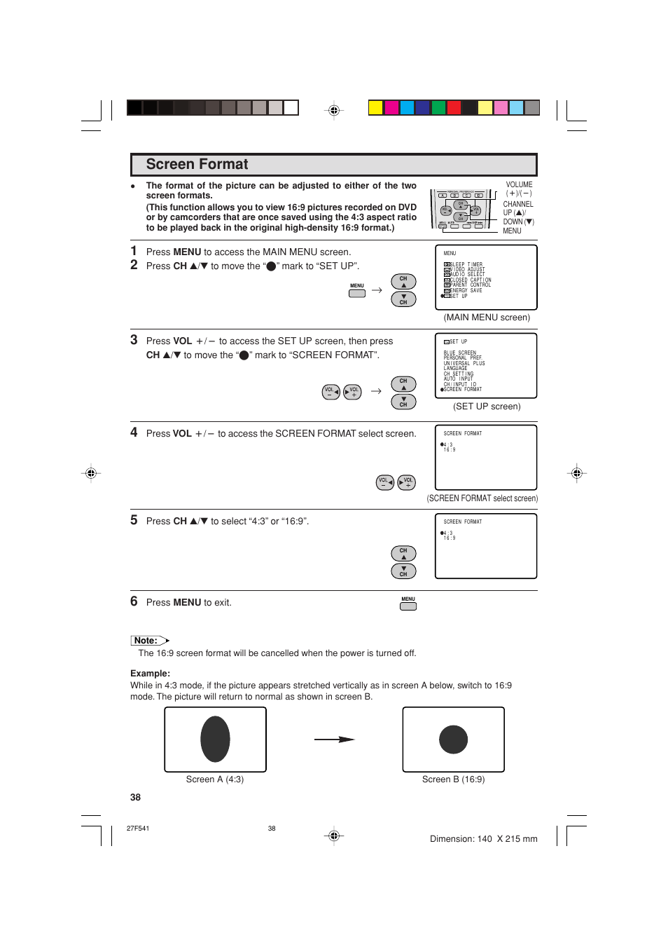 Screen format | Sharp 27F641 User Manual | Page 38 / 60