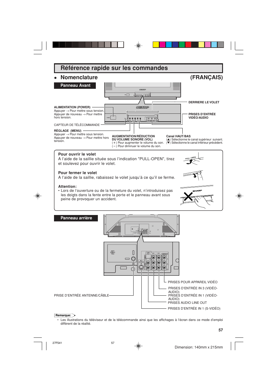 Référence rapide sur les commandes, Nomenclature (français) | Sharp 27F641 User Manual | Page 57 / 60