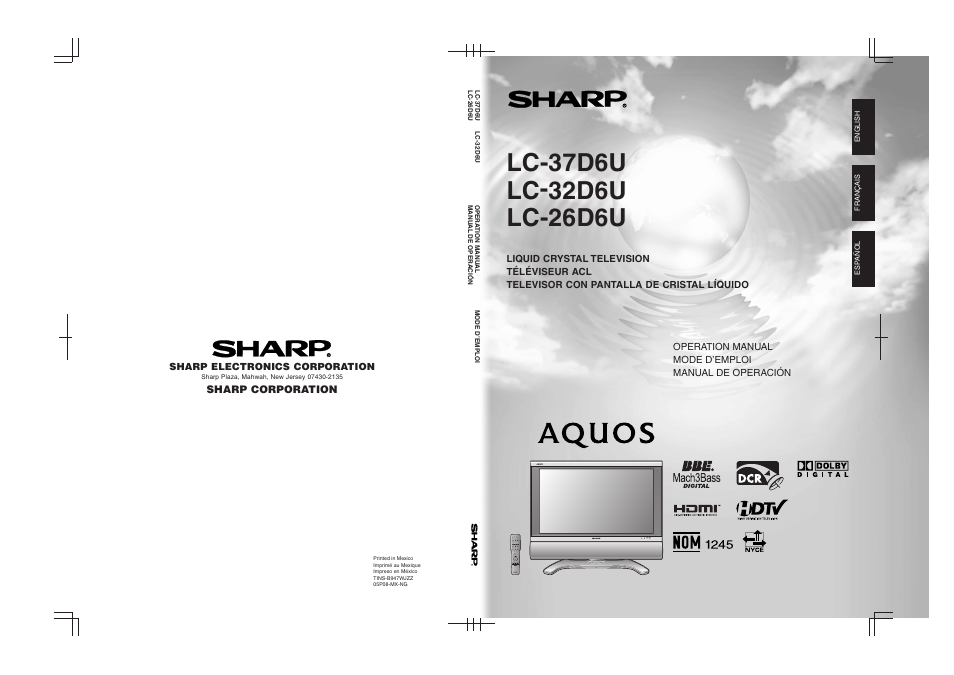 Sharp Aquos LC 32D6U User Manual | 61 pages