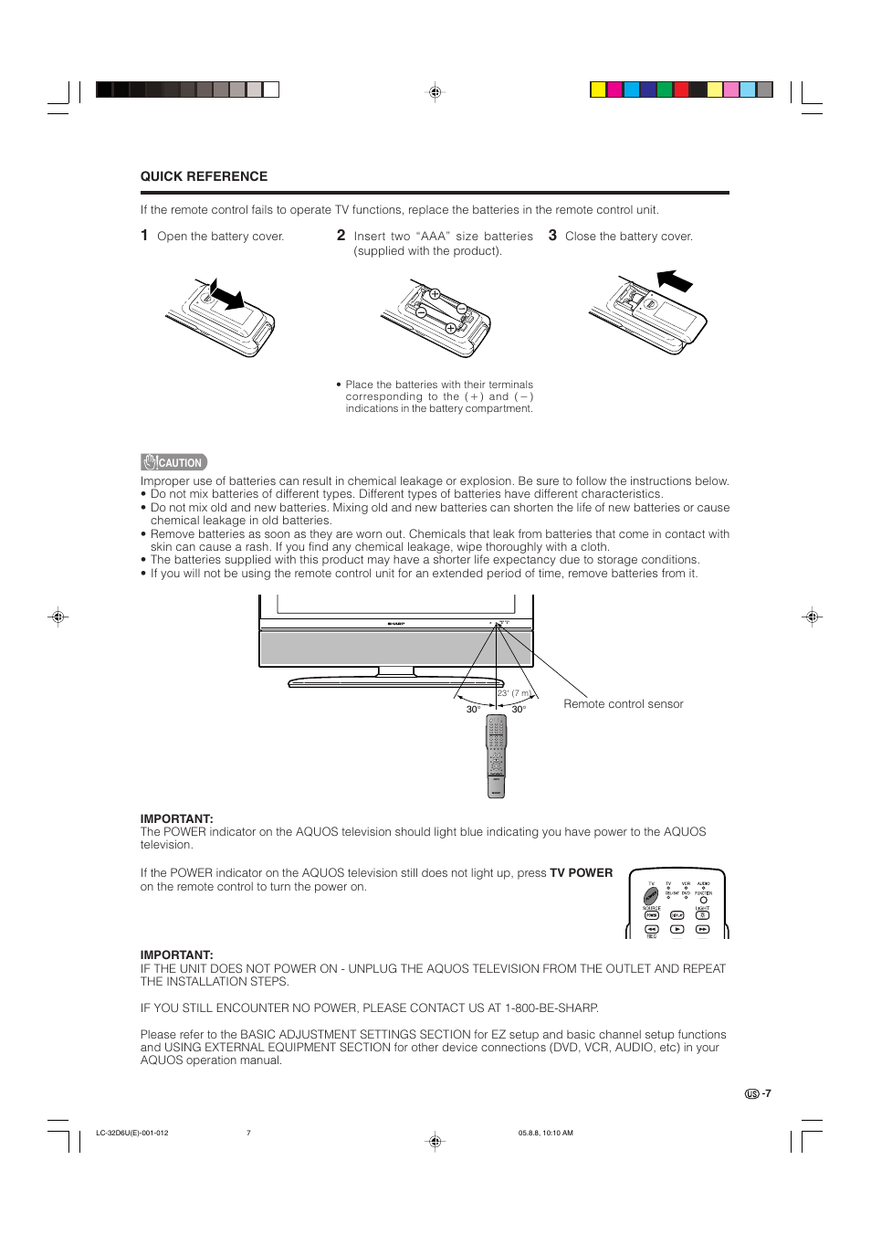 Sharp Aquos LC 32D6U User Manual | Page 8 / 61