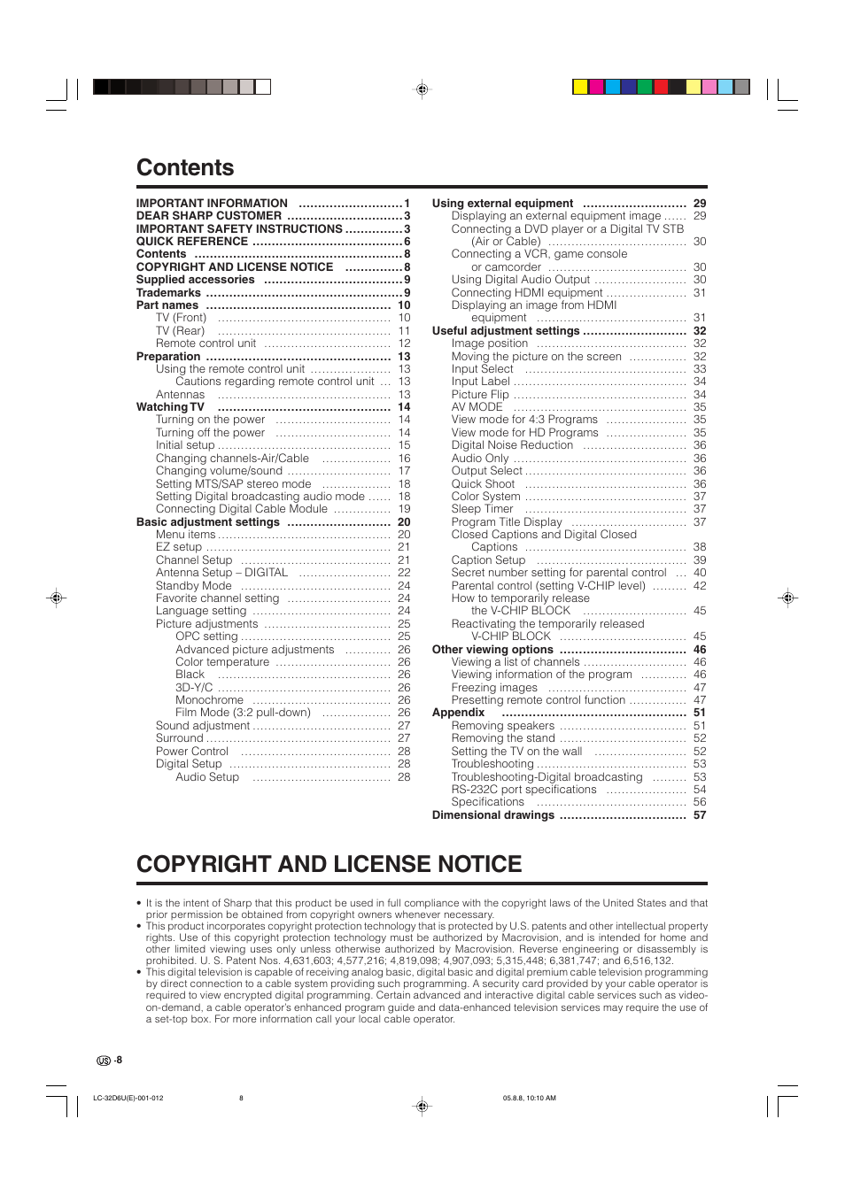 Sharp Aquos LC 32D6U User Manual | Page 9 / 61