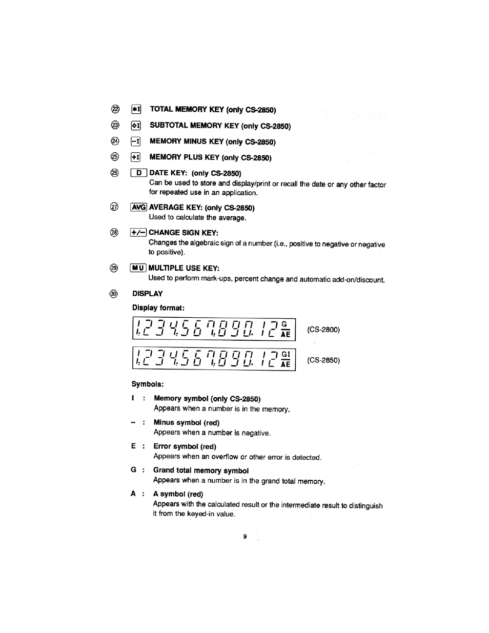 I 1 j u l c, J u i: 0 j | Sharp cs-2850 User Manual | Page 11 / 31