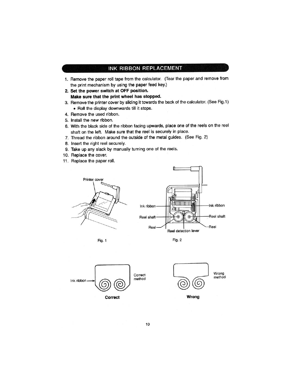 Ink ribbon replacement | Sharp cs-2850 User Manual | Page 12 / 31