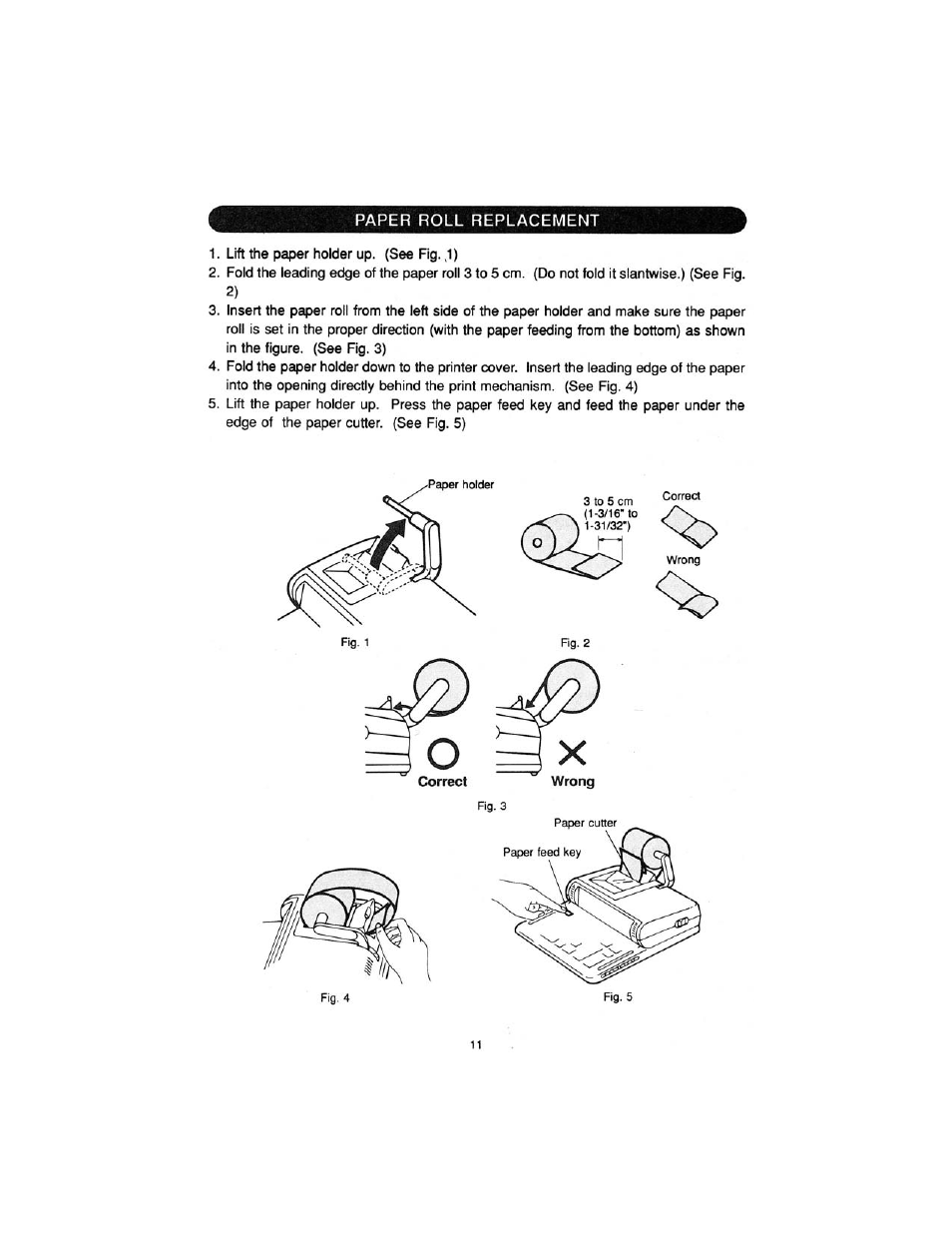 Paper roll replacement | Sharp cs-2850 User Manual | Page 13 / 31