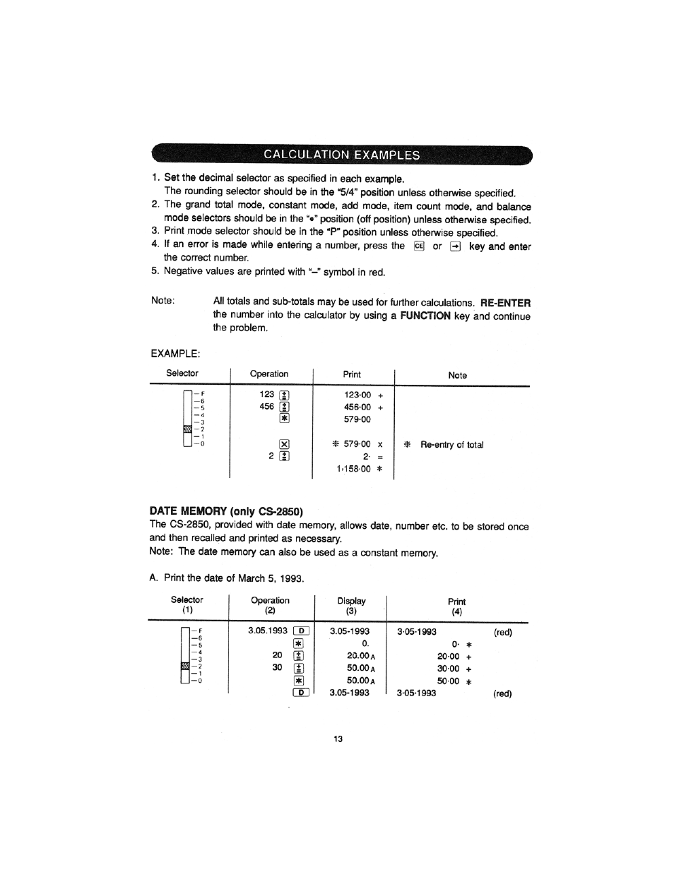 Calculation examples | Sharp cs-2850 User Manual | Page 15 / 31