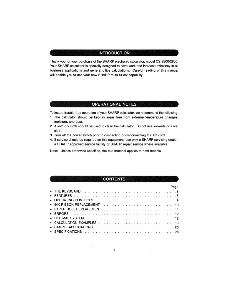 Sharp cs-2850 User Manual | Page 3 / 31